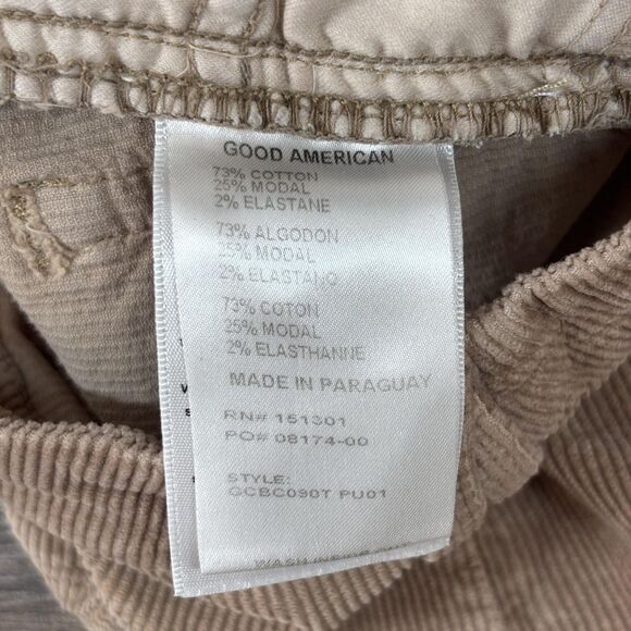 Good American Classic Slim Pants Women's 6/28 Beige Corduroy Bootcut Flare - Picture 11 of 12